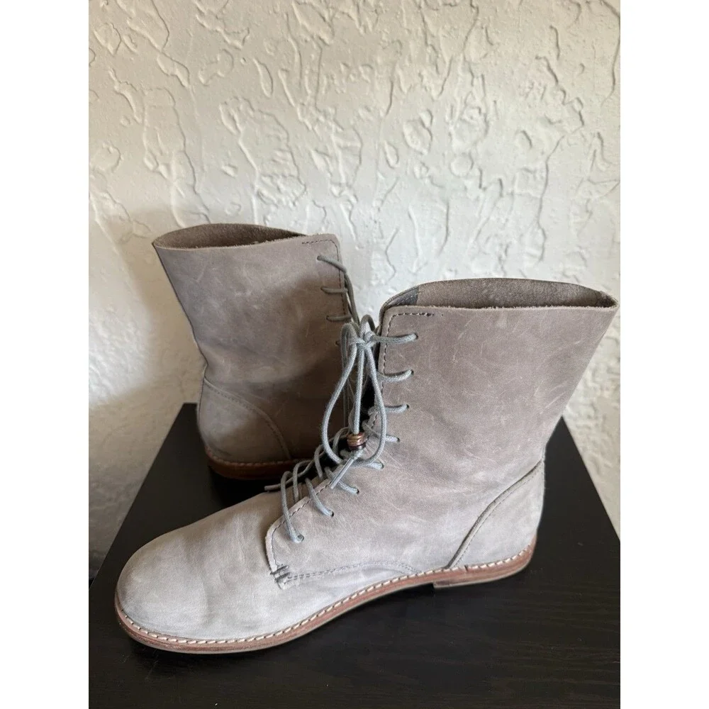 Olukai O Laila Leather Low Lace Up Fold Down Ankle Boots Boho Grunge Y2K SZ 8